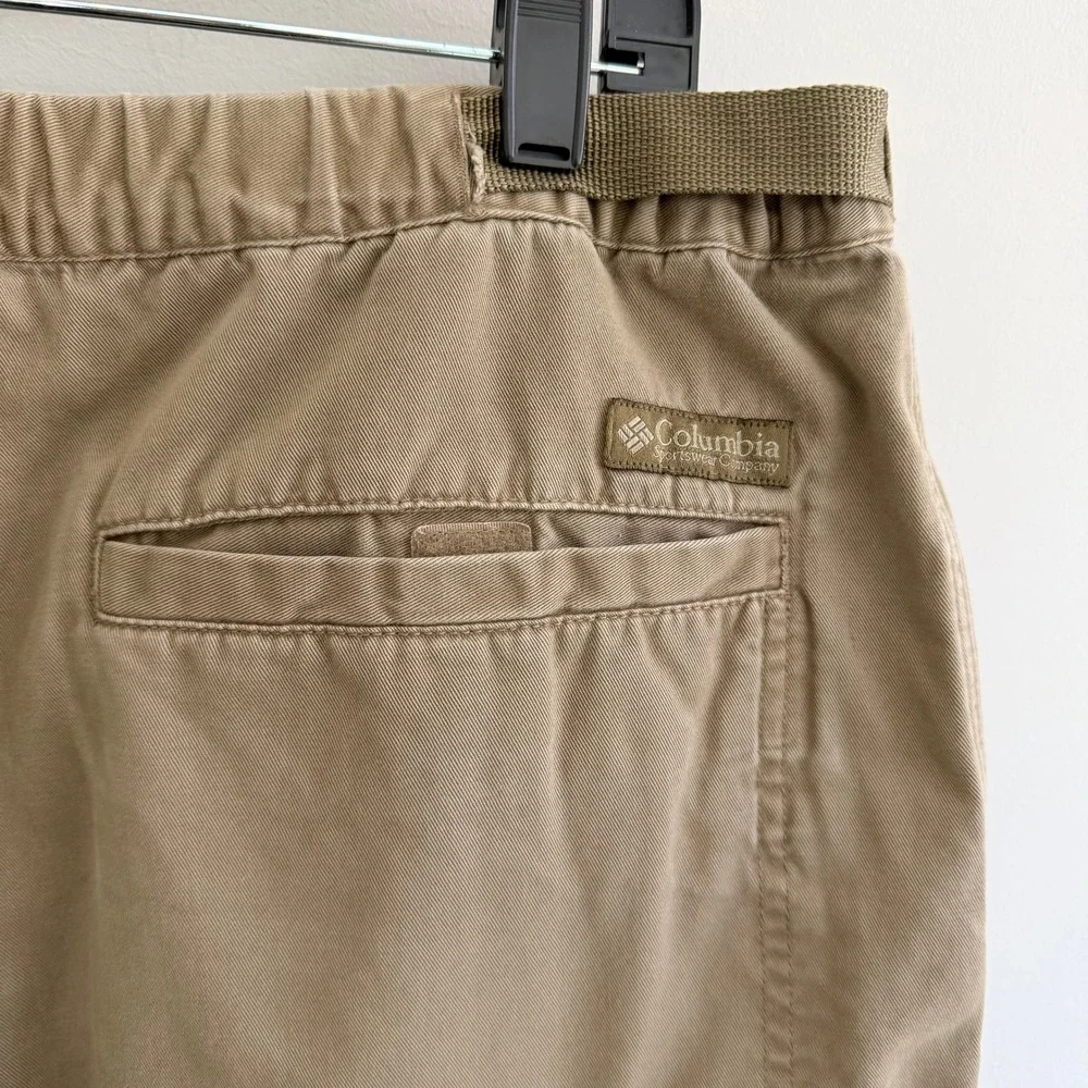 Columbia Mens Khaki Cargo Pants Elastic Waist Belted Outdoor Casual Size Large‎